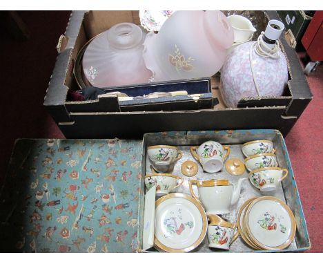 Crown Derby Dish, lamp, shade, cutlery,etc:- One Box. Mickey Mouse child's part tea service.