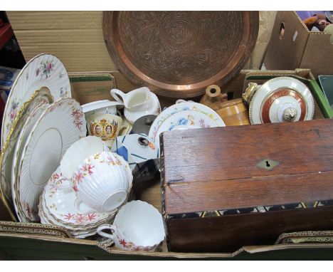 Mascot Sucrier, Minton and other ceramics, wooden ware, copper plaques, etc:- One Box.