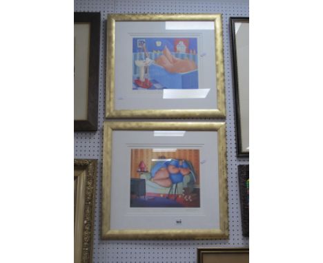 Sarah Jane Szikora 'Gasp', ltd edition print of 495, lithograph and 'Peekaboo', ltd edition of 850, both 25 x 30cm and pencil