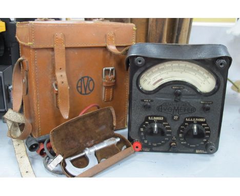 Univeral Avo Meter, in leather case; a Moore &amp; Wright chronometer.