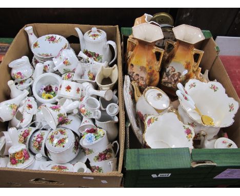 Old Country Roses Style China, including Fenton Leonardo, Royal Norfolk, Brosnic, St George, large quantity, three piece cloc
