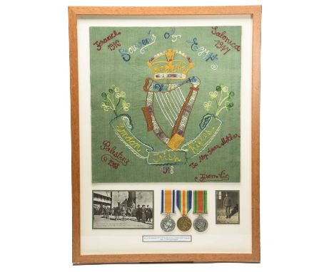 A collection of display mounted medal groups, comprising: the Great War pair and Memorial Plaque to Lieutenant Stanley Muir T