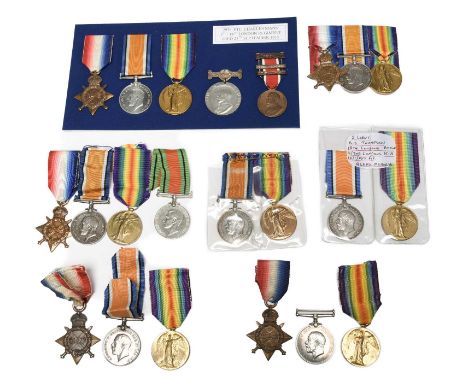 A collection of Great War campaign medals, as follows: a trio comprising 1914-15 Star, British War Medal 1914-20 and Victory 