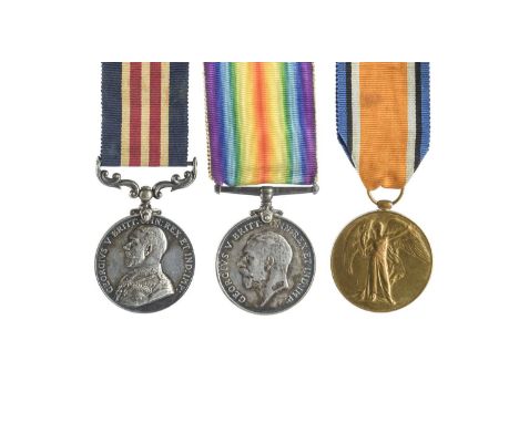 A Great War M.M. group of three medals to 2nd Lieutenant F. Armstrong, Royal Artillery: Military Medal, George V (L-12478 CPL