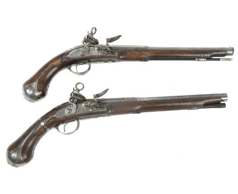 Francisco Targarona of Madrid: a fine and rare cased pair of Spanish 22 bore convertible 'Madrid' lock pistols from the perso