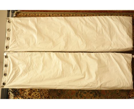 Pair silk champagne thermal lined curtains, W115cm, 205cm Fall   Condition Report   Click here for further images, condition,