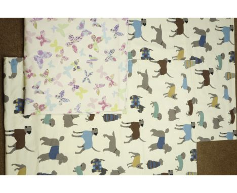 Prestigious fabric, 'Man's Best Friend' duck egg, made to measure blinds (112cm x 125cm), and pair of Prestigious butterfly p