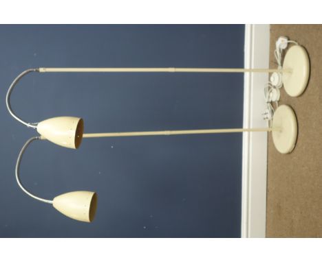 Pair retro cream finish adjustable floor lamp on circular bases (This item is PAT tested - 5 day warranty from date of sale) 