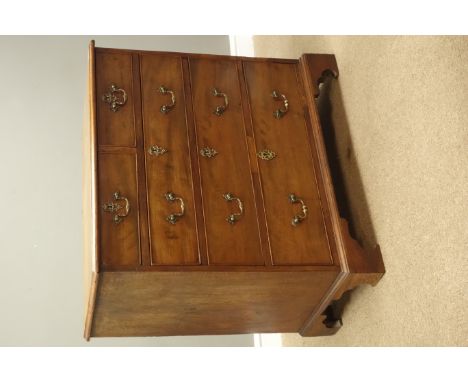 Georgian walnut and mahogany chest, two short and three long drawers, shaped bracket feet, W89cm, H88cm, D50cm   Condition Re