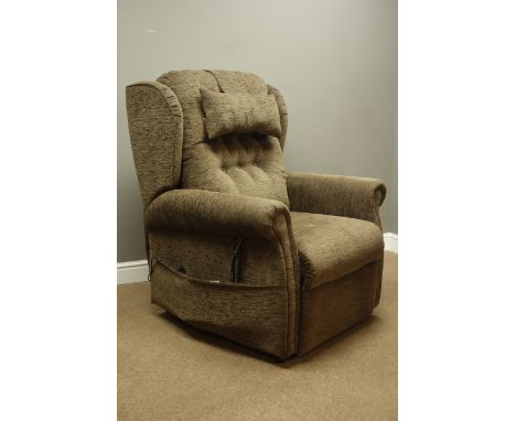 Orchid Mobility Poppy electric riser reclining armchair upholstered in Casino Crush fabric - 6 months old cost £2,750  (This 