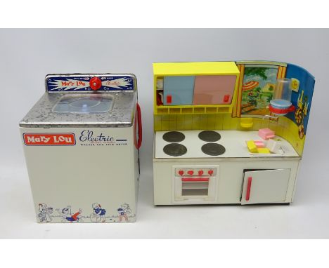 Vintage Chad Valley electric washing machine and a 1950's Fuchs German play set, both with the original boxes (2)   Condition