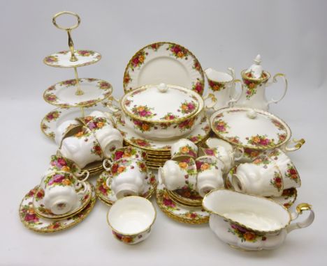 Royal Albert 'Old Country Roses' coffee service for six persons, part tea ware and dinnerware comprising, ten dinner plates, 