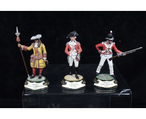 Charles Stadden Studio lead soldier figures, each fully decorated on oval plinth bases with title cartouches within gilded la