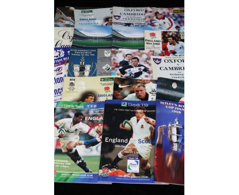 Rugby Football Union - programmes 1990's including Oxford vs Cambridge 1995 and 1996; England vs Scotland 1997; Royal Air For