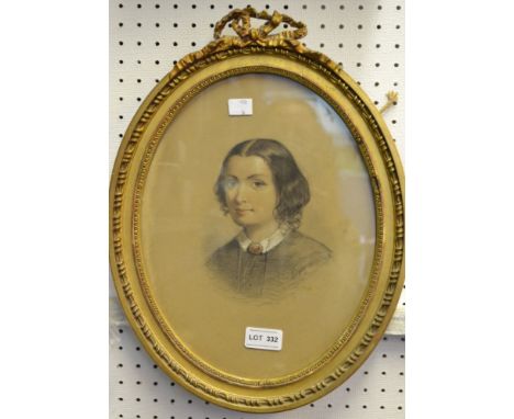 A 19th century pastel portrait in an oval gilt frame