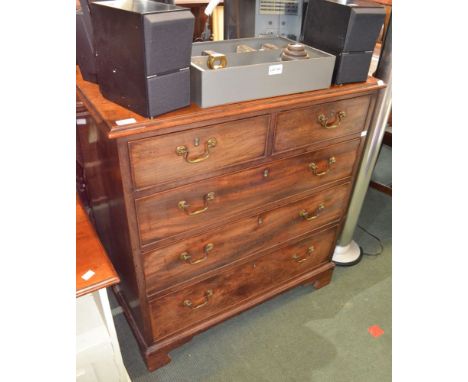 A Georgina mahogany small chest of drawers - two over three, brass handles, bracket feet 82 cm wide&nbsp;