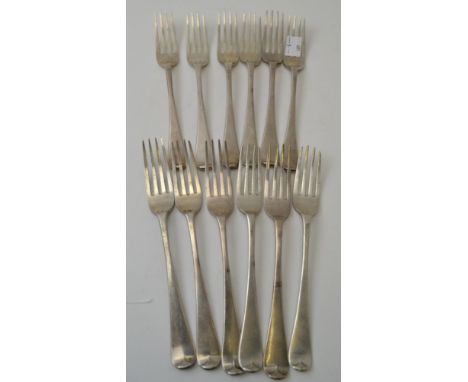 Chawner &amp; Co. Twelve silver dessert forks, London 1846, weight: 503g