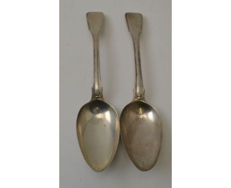 William Ealey, William Fearn, &amp; William Chawner, a pair of George III silver fiddle pattern serving spoons, London 1811, 