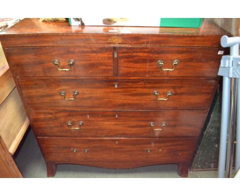 A 19th century mahogany chest of drawers, four drawers bracket&nbsp; 99cm