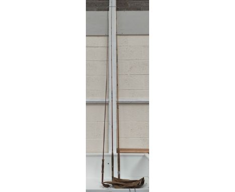Angling. Three antique fly fishing rods to include two split cane and a sweetheart example, comprising of one by Alex Marki o