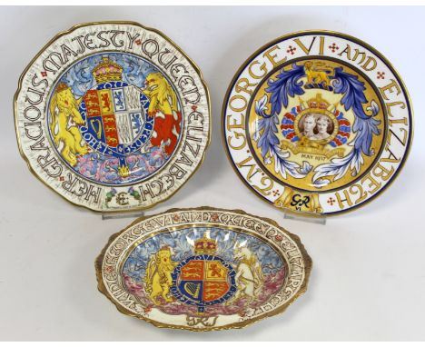 Shelley and Paragon commemorative plates for the Coronation of George VI and Elizabeth 1937, 26.5cm and 27cm diam. and a simi