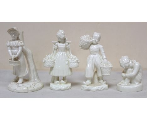 Two Royal Worcester white porcelain figures "Dutch Boy" &amp; "Dutch Girl" modelled by F. Gertner, 14cm &amp; 13cm high; a Ka