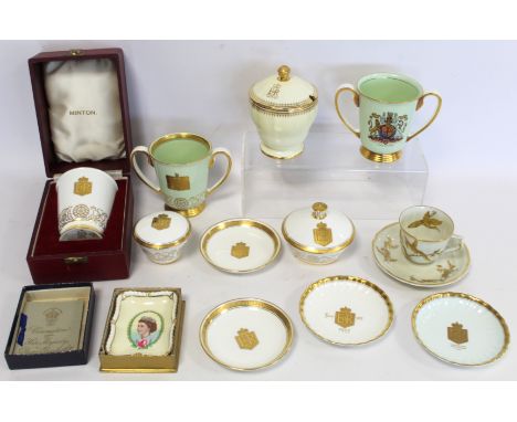 Eleven items of commemorative ware for the Coronation of Queen Elizabeth II 1953 comprising various pieces of Minton, Spode p