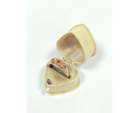 15ct gold ring with pearls and rubies 1910. Size 'O' 