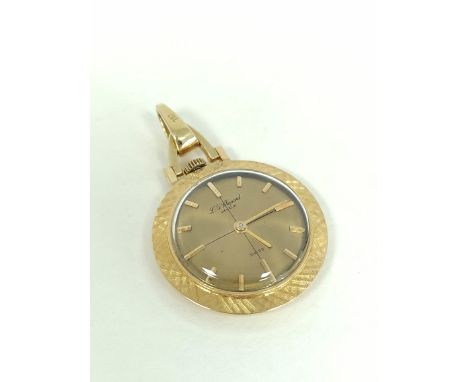 Chopard 18ct gold pendant watch with waved dial and satin, 12g without movement.