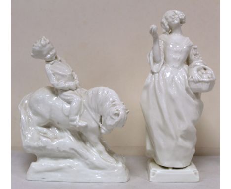 Royal Worcester white porcelain figure of a boy on a pony, "Happy Days" modelled&nbsp; by F G Doughty, 19.5cm high, and anoth