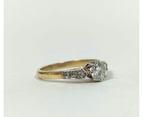 Diamond solitaire ring with brilliant approximately .6ct in gold '18ct' Size 'R'Condition:Carbon inclusion in centre, not not