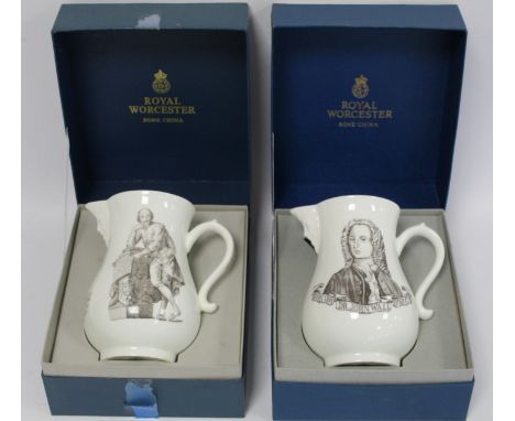 Two Royal Worcester commemorative 'Collectors Society' bone china jugs of baluster form with mask head spouts, for the 'Inaug