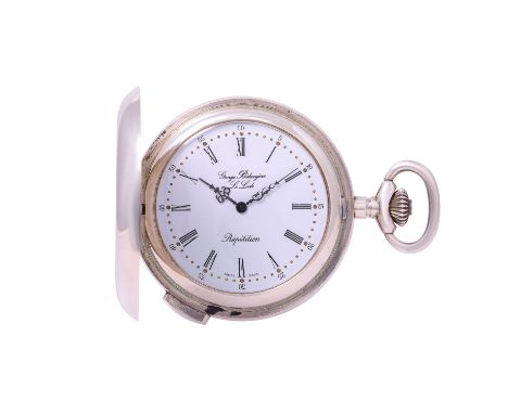 GEORGE BELANGÈRE schwere Savonette Taschenuhr mit 5-Minuten Repetition. Ca. 1990er Jahre. Silber 925. Handaufzug-Uhrwerk mit 