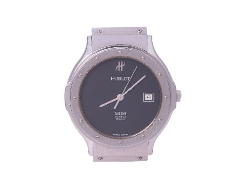 HUBLOT Neo Vintage MDM Geneve, Ref. S.152.10.1, Armbanduhr. Ca. 1990er Jahre. Edelstahl. Quarz-Werk mit neuer Batterie. Serie