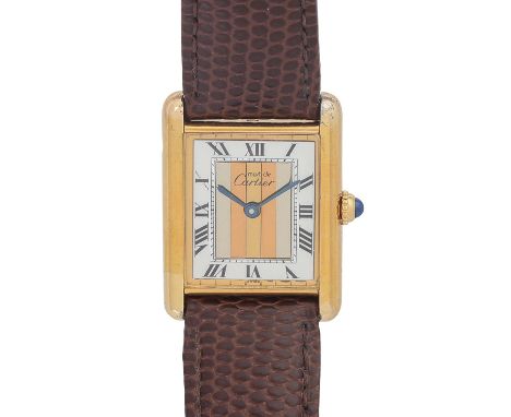 CARTIER Tank Trinity Neo-Vintage. Ref. 590005. Damenuhr. Silber 925 vergoldet. Quartz-Werk, funktionsfähig. Seriennummer 8103