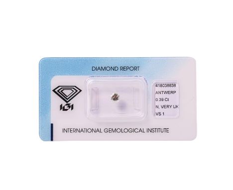 Loser Brillant 0,39 ct, Very Light Yellow (N)/VS1, WBW: ca. 500 €, im Blister, inkl. IGI Zertifikat (2020). (02/22, 1)| Loose