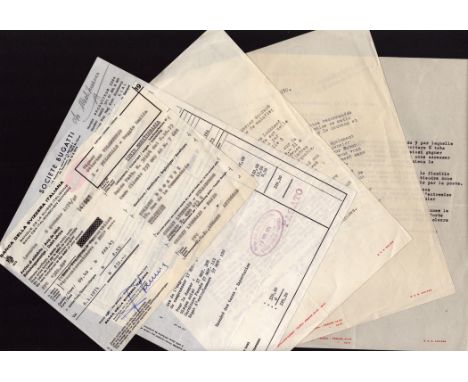 Bugatti collection of 3 letters from 1948-1951 and MOT receipt from 1974. Good condition Est.