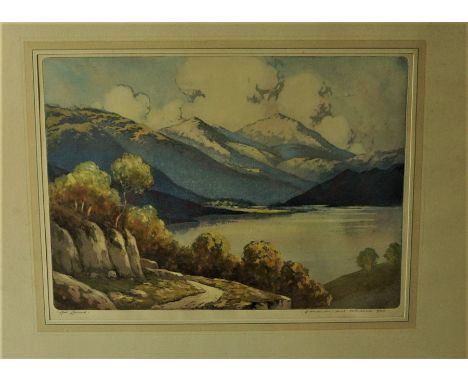 R Herdman - Smith F.R.S.A&nbsp; A.R.W.A "Loch Lomond, Looking Towards Glen Falloch" Original Signed Artists Proof Aquatint En