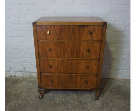 Vintage Walnut Chest of Drawers, 96cm high, 75cm wide, 46cm deep