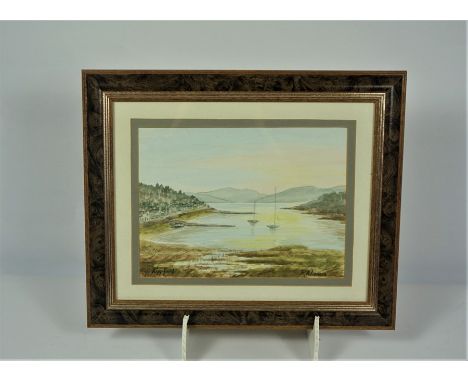 R A Lennie "Kippford" Watercolour, Signed, 20cm x 27.5cm