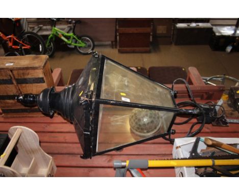 A large copper street light