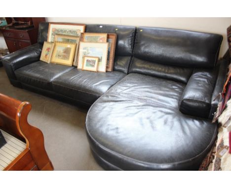 A leather upholstered corner sofa 