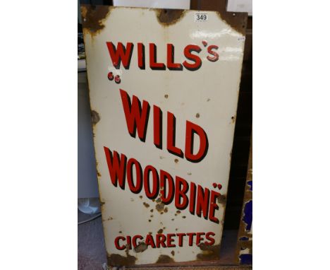 Enamel sign - Will's Wild Woodbine Cigarettes - Approx 92cm x 46cm