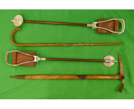 2 shooting sticks, walking stick &amp; ice pick