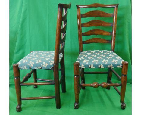 Set of 4 elm ladder back dining chairs