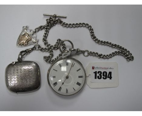 A Hallmarked Silver Cased Openface Pocketwatch, the white dial with black Roman numerals, the movement unsigned, within plain
