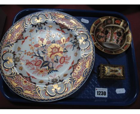 A Royal Crown Derby Imari Coffee Cup and Saucer, 1128 pattern, date code M (1906) a XIX Century Derby Imari cabinet plate (25