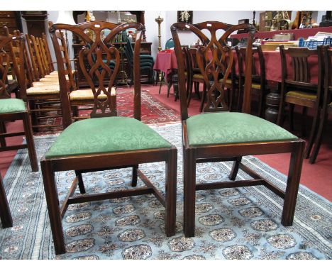 Rackstraw Set of Six Mahogany Chippendale Style Dining Chairs, each with vase pierced splat and moulded legs.