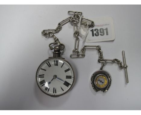 A Hallmarked Silver Cased Pair Case Pocketwatch, (lacking pair case) the white dial with bold black Roman numerals, the movem