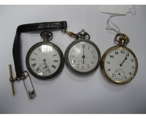A Gold Plated Cased Openface Pocketwatch, together with two further pocketwatches, one engine turned case stamped "0.900". (3